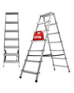 Drabina aluminiowa z podestem Molde, 7 stopni, 125 kg