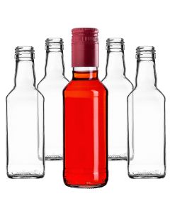 Szklana butelka Monopol 200ml z długą czerwoną zakrętką 50 szt.