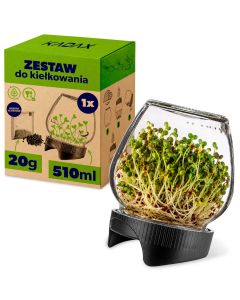 Słój z kiełkownicą Lanavan 510ml 1 szt. + kiełki rzodkiewki 20g