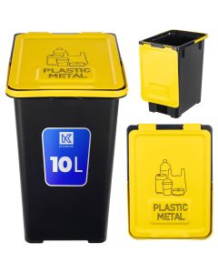 Kosz na śmieci z uchwytem Ayerbe 10L czarno-ż&oacute;łty z nadrukiem
