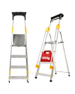 Drabina aluminiowa z podestem Bykle , 4 stopnie, 150 kg