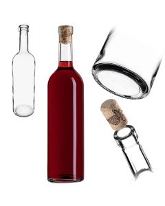 Butelka na wino Biagio 750ml biała z korkiem aglomerowanym 1 szt.