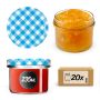 Słoiki na przetwory Tartu 235ml 20szt fi 82 mm + wieczka "Niebieska krata"