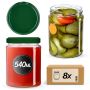 Słoiki na przetwory Maki 540ml 8szt fi 82 mm + wieczka zielone