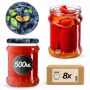 Słoiki na przetwory Kisko 500ml 8szt fi 82 mm + wieczka "Śliwki"
