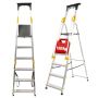 Drabina aluminiowa z podestem Bykle, 6 stopni, 150 kg