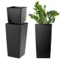 Donica na kwiaty z wkładem rattan Pesaro 19 cm, czarna