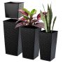 Donice na kwiaty z wkładem Pesaro rattan 19 cm + 25 cm + 30 cm, czarne