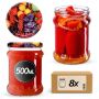 Słoiki na przetwory Kisko 500ml 8szt fi 82 mm + wieczka "Owoce"
