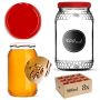 Szklany słój Lierde 900ml fi 82 mm 8 szt. + wieczka czerwone
