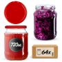 Słoiki na przetwory Jukka 720ml 64szt fi 82 mm + wieczka czerwone