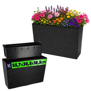 Donica ogrodowa Sorbo dłuto 56 x 19 cm, czarna