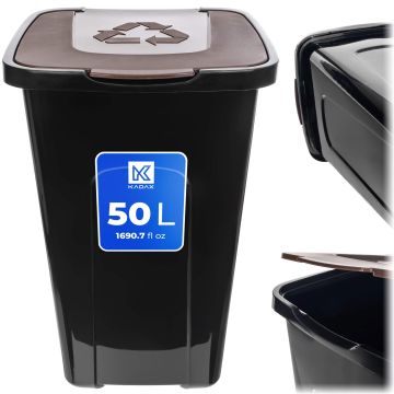Kosz do segregacji śmieci Tuna 50L z brązową pokrywą