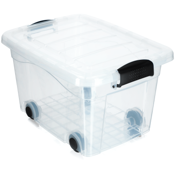 Plastikowy pojemnik na kółkach Vado 20L, transparentny