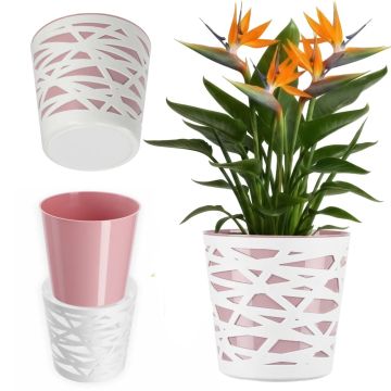 Doniczka z wkładem Rusio 15 cm, różowa