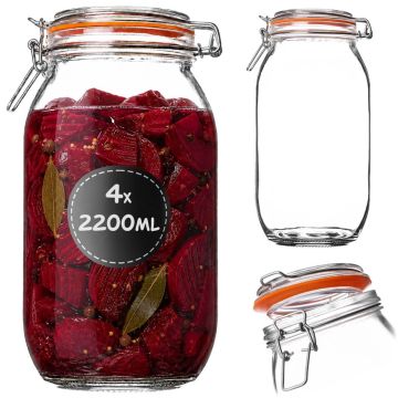 Słoik szklany hermetyczny Maronti z klipsem 2.2L 4 szt.