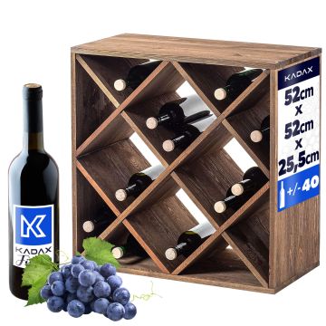 Regał na wino Loreo kratka drewniany ciemny brąz