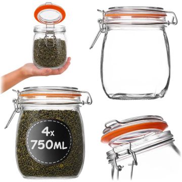 Słoik szklany hermetyczny Maronti z klipsem 750ml 4 szt.