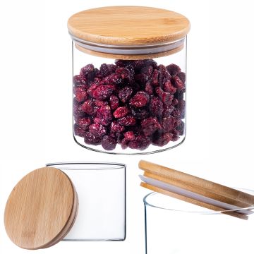 Pojemnik szklany Piney z bambusową pokrywą 680ml