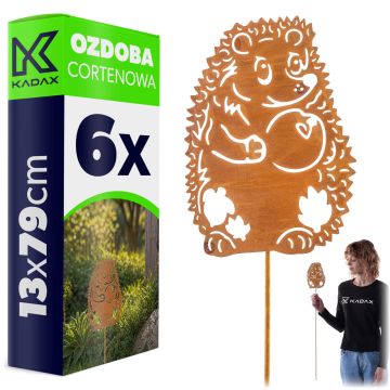 Ozdoba ogrodowa ze stali corten Laborde jeż 13 x 79 cm 6 szt.