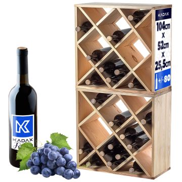 Regał na wino Loreo kratka drewniany jasny brąz 2szt