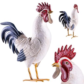 Figura ogrodowa Esson kogut biały stalowa 37 cm