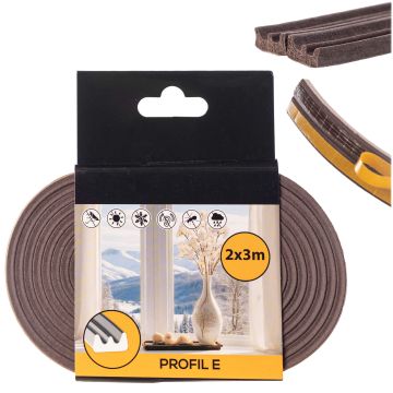 Uszczelka samoprzylepna Tibro profil E 2x3m brązowa