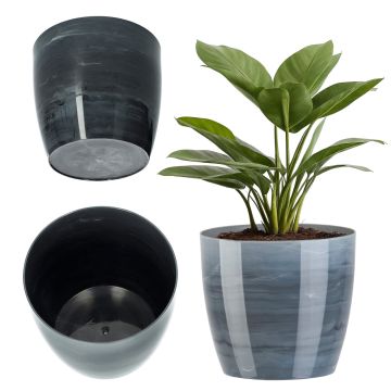 Doniczka na kwiaty Agen 14 cm, szary marmur
