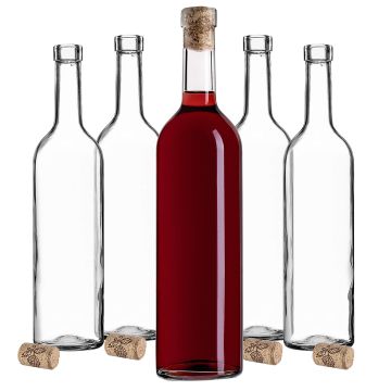 Butelka na wino Biagio 750ml biała z korkiem aglomerowanym 10 szt.