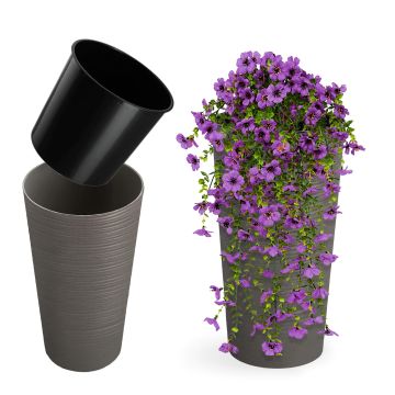 Donica na kwiaty dłuto Latina 25 cm, szara
