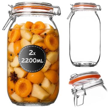 Słoik szklany hermetyczny Maronti z klipsem 2.2L 2 szt.