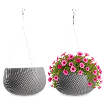 Doniczka wisząca z wkładem Rucas 29 cm, szara