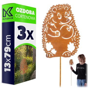 Ozdoba ogrodowa ze stali corten Laborde jeż 13 x 79 cm 3 szt.