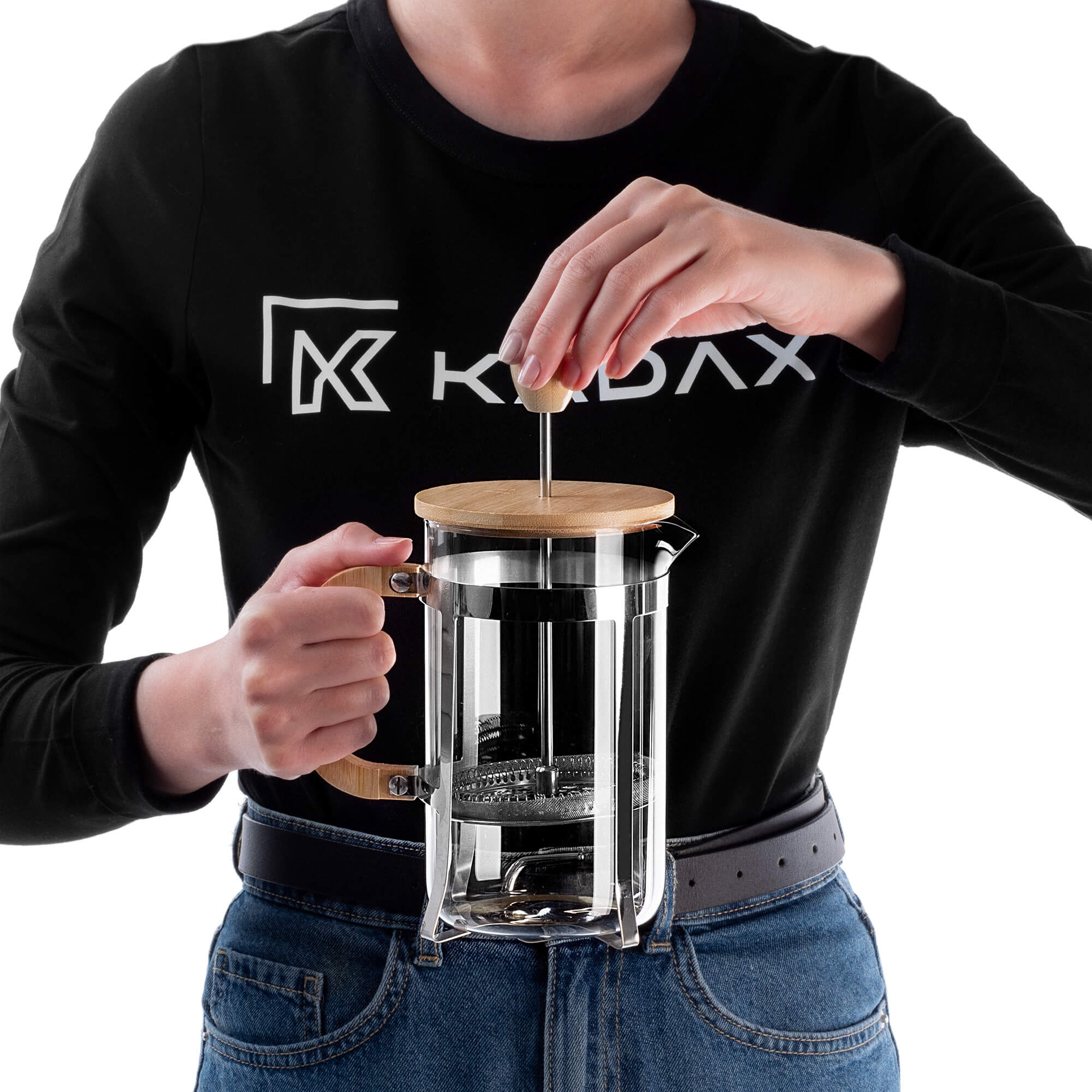 Kawiarka Meduno z drewnianą pokrywką 800ml