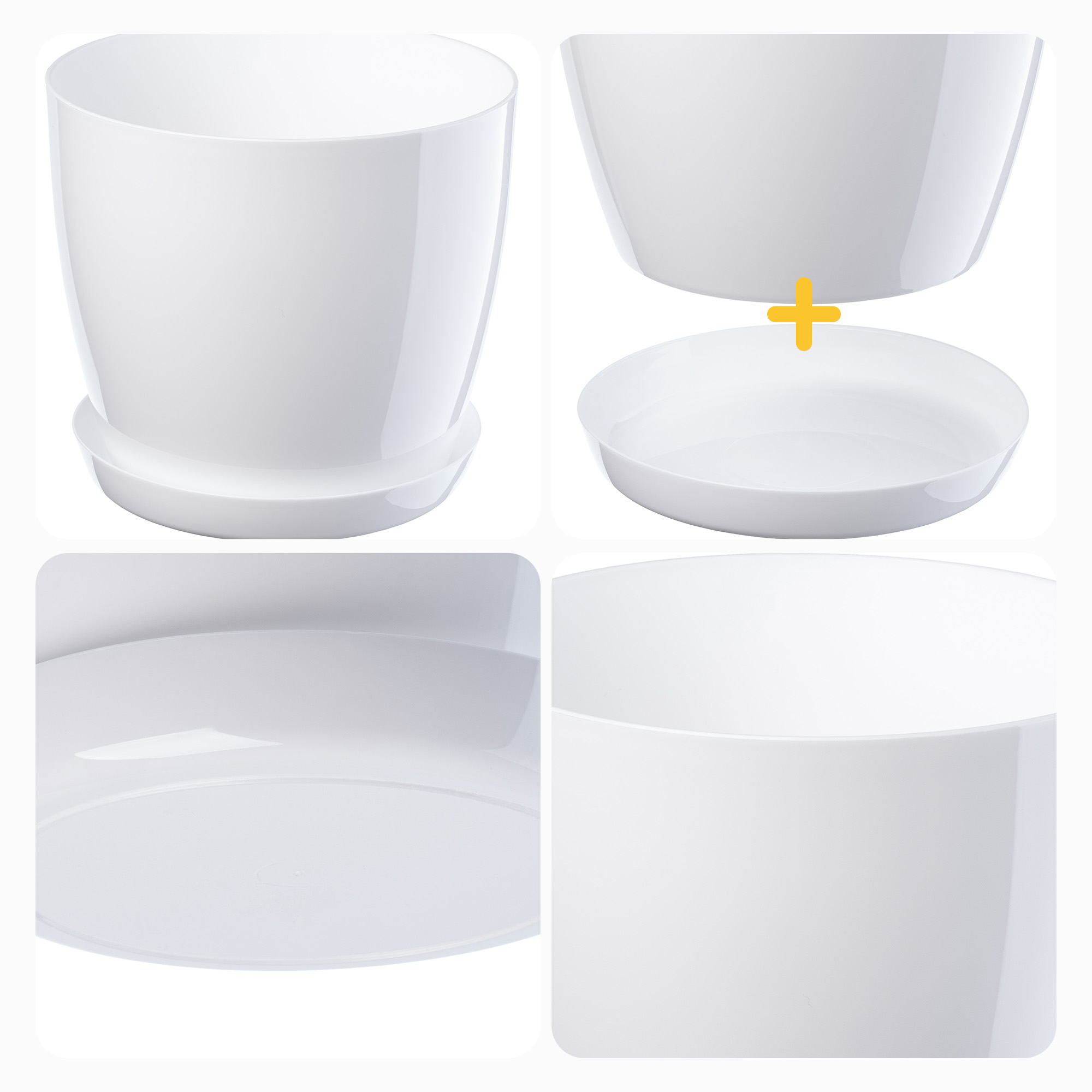 Doniczka Agen z podstawką biała 18 cm, 3 szt.