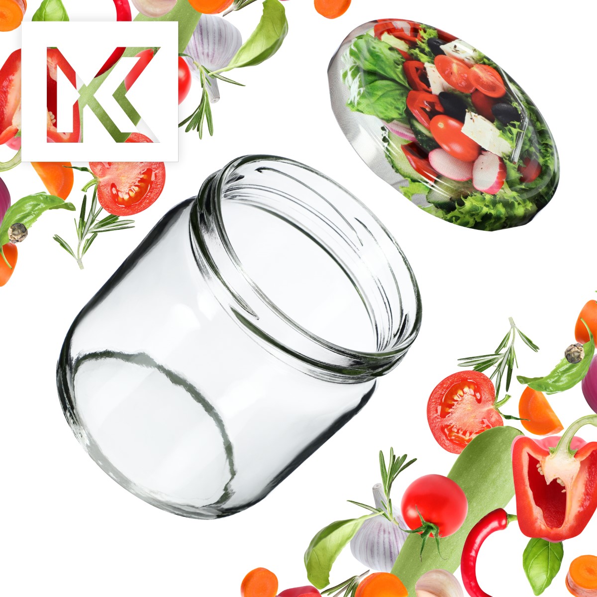 Słoiki na przetwory Salla 425ml 24szt fi 82 mm + wieczka "Mix warzyw"