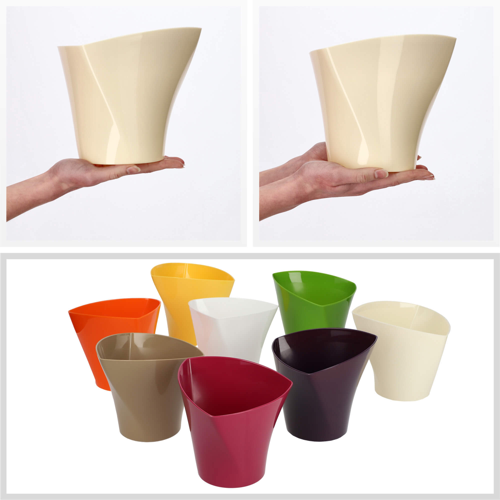Doniczka asymetryczna 19 cm, kremowa