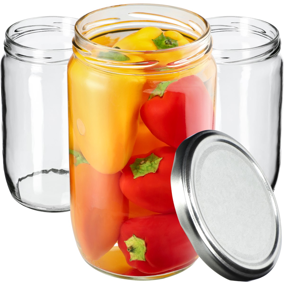 Słoiki na przetwory Niva 720ml 16szt fi 82 mm + wieczka srebrne