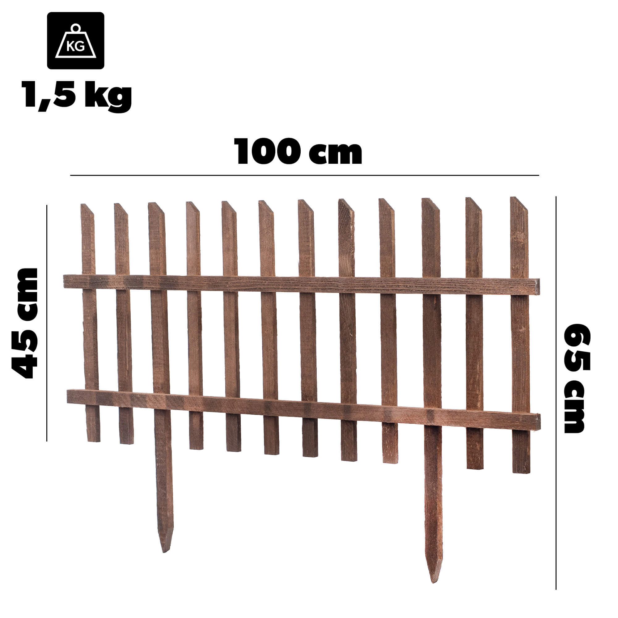 Płotek drewniany Lefaux 100 x 45 cm brązowy