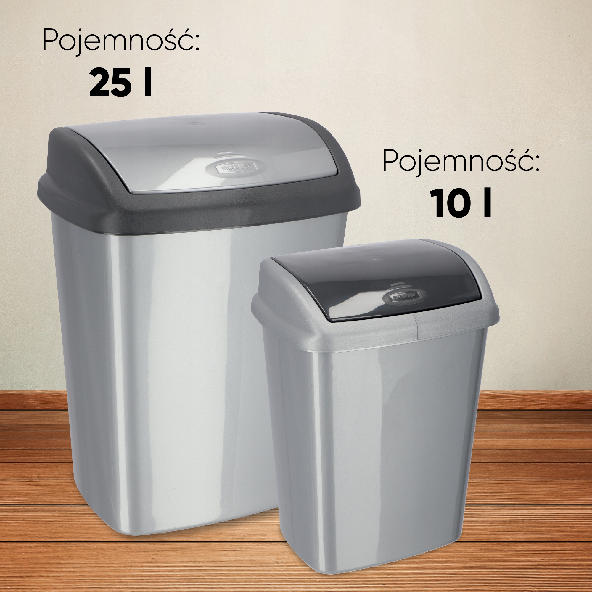 Kosz na śmieci uchylny Curver Dominik 25L, grafitowy