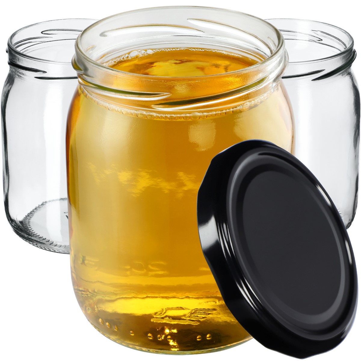 Słoiki Senna 540ml 8szt fi 82 mm + wieczka czarne