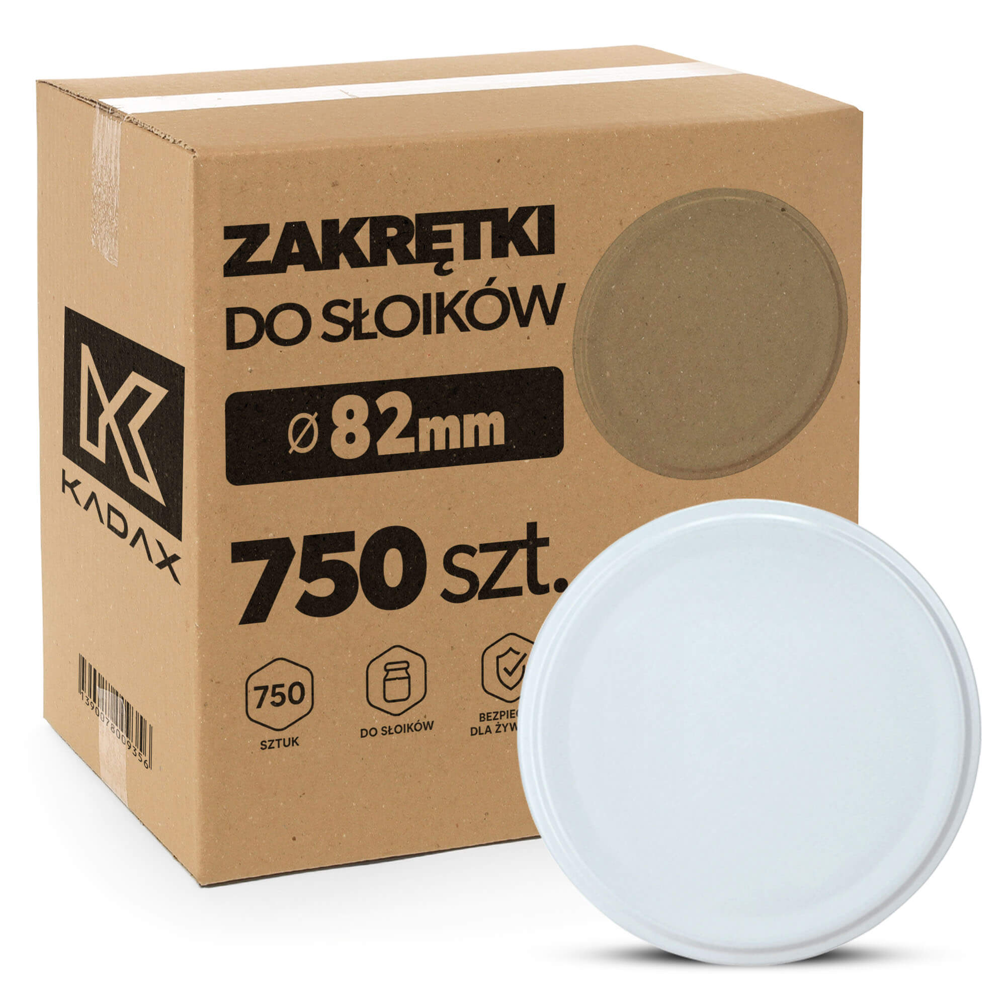 Metalowe wieczka do słoików Virbo 750szt fi 82 mm białe