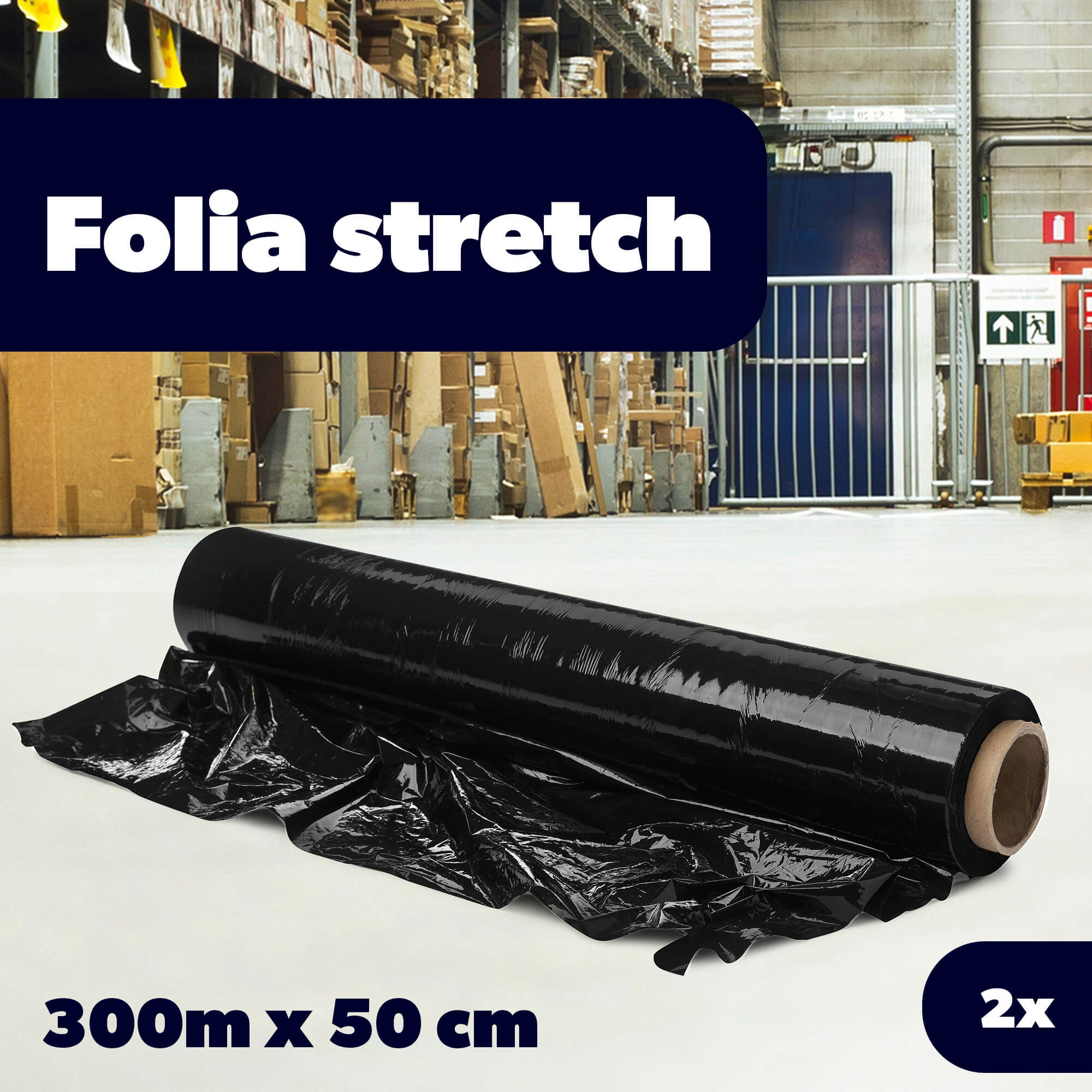 Folia stretch czarna 2szt 300m