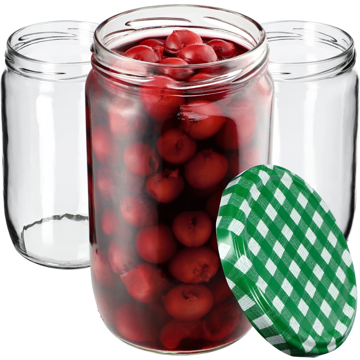 Słoiki na przetwory Niva 720ml 48szt fi 82 mm + wieczka "Zielona Krata"