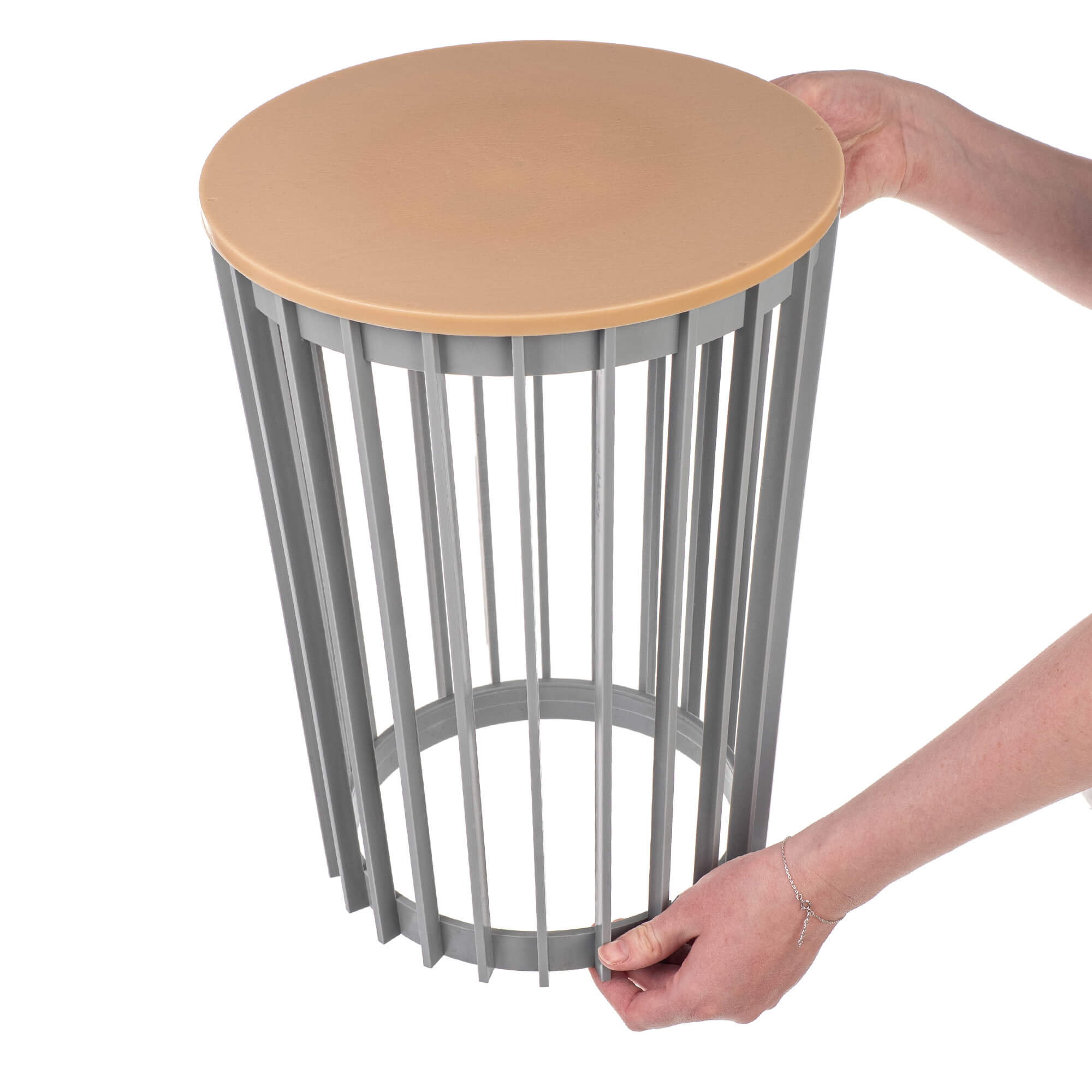 Kwietnik dwustronny Aytre 54 cm platynowy + blat naturalne drewno