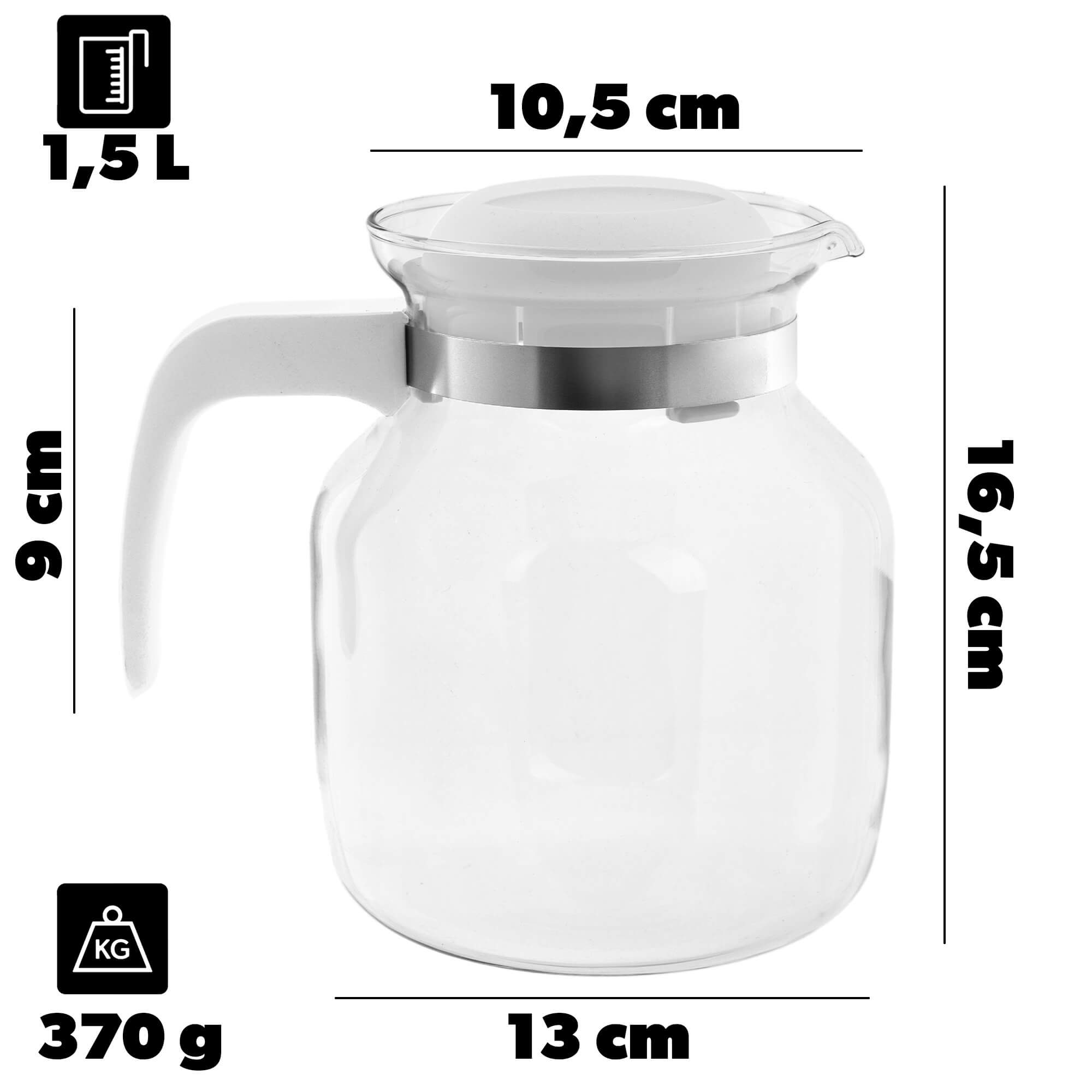 Dzbanek żaroodporny Flond, 1,5L, biały