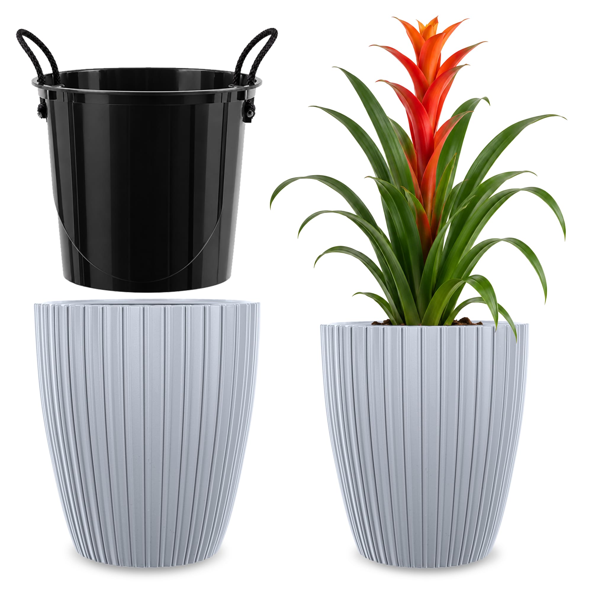 Doniczka na kwiaty Raivael 40 cm platynowa