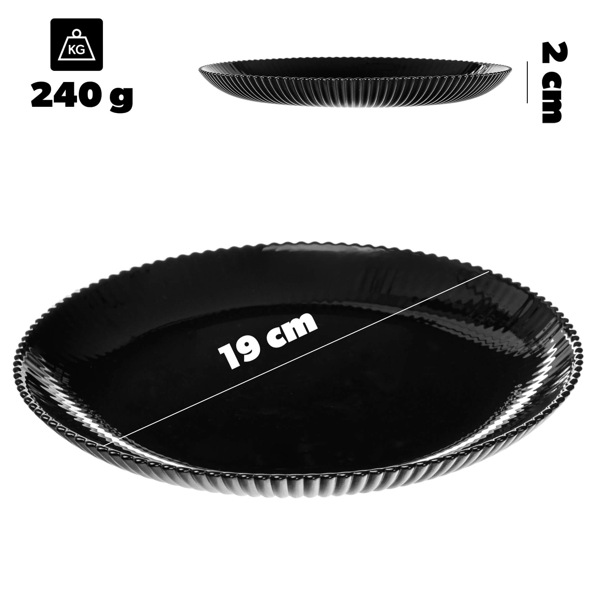 Zestaw obiadowy Regno salaterka 20 cm + talerz deserowy + talerz płytki czarny 1 kpl.
