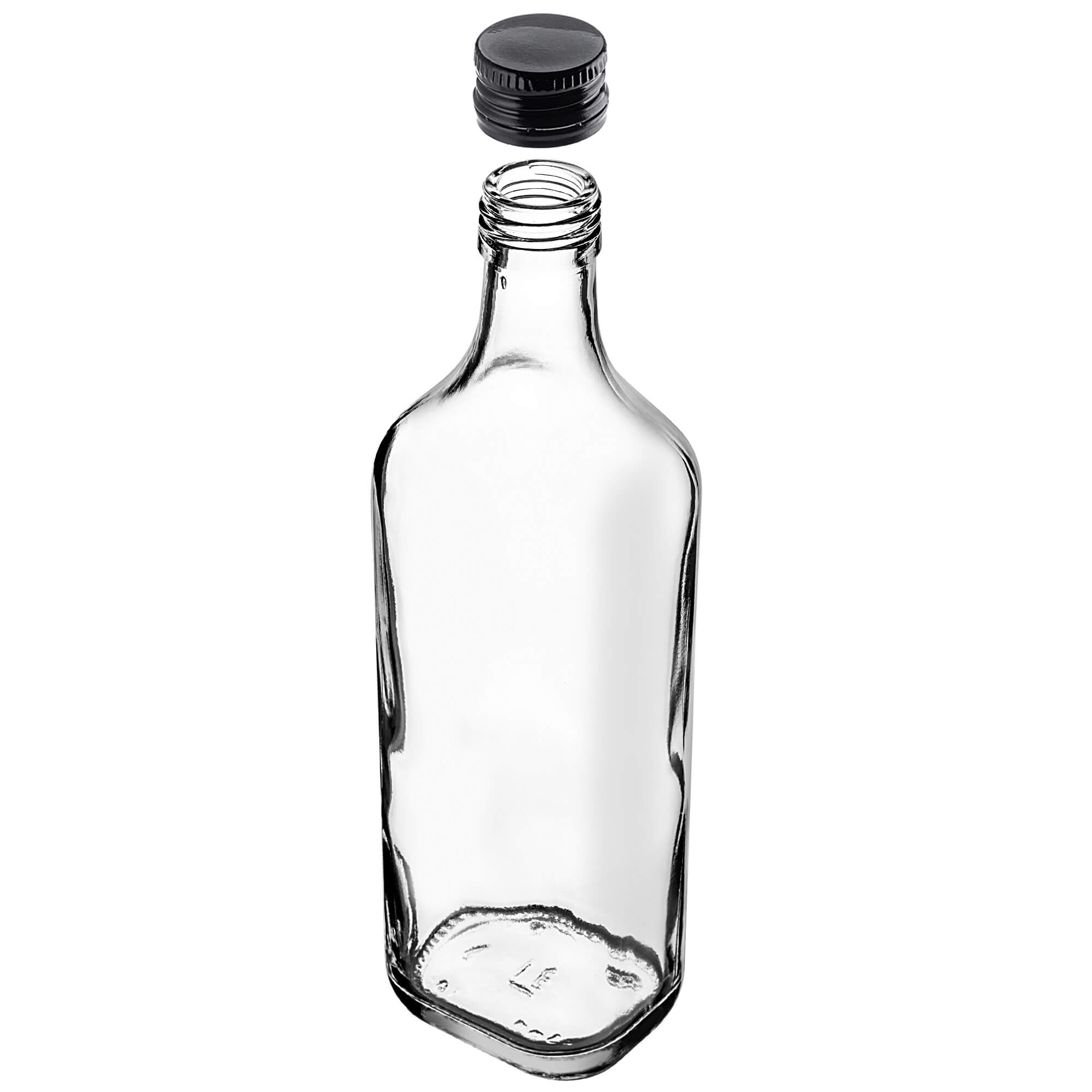 Szklana butelka na whisky Vigna 500ml z czarną zakrętką 5 szt.