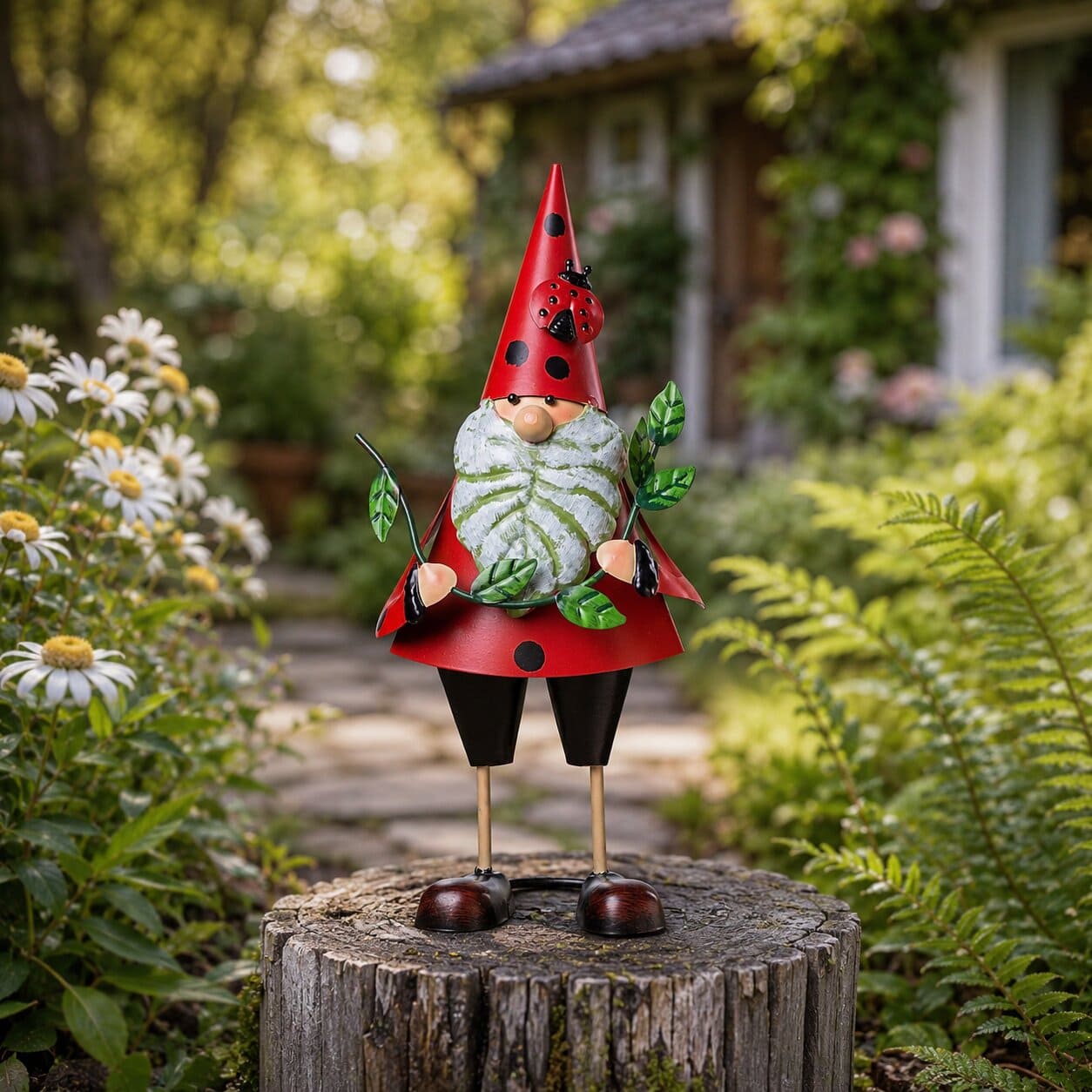 Figura ogrodowa Esson krasnal czerwony stalowa 30 cm